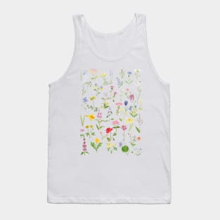 botanical colorful countryside wildflowers watercolor painting Tank Top